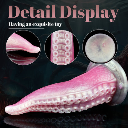Tauche ein in ein Meer der Lust: Der magische Oktopus Tentakel Dildo mit Saugfuß (Perlmutt-Rosa)
