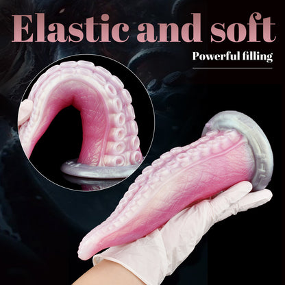 Tauche ein in ein Meer der Lust: Der magische Oktopus Tentakel Dildo mit Saugfuß (Perlmutt-Rosa)