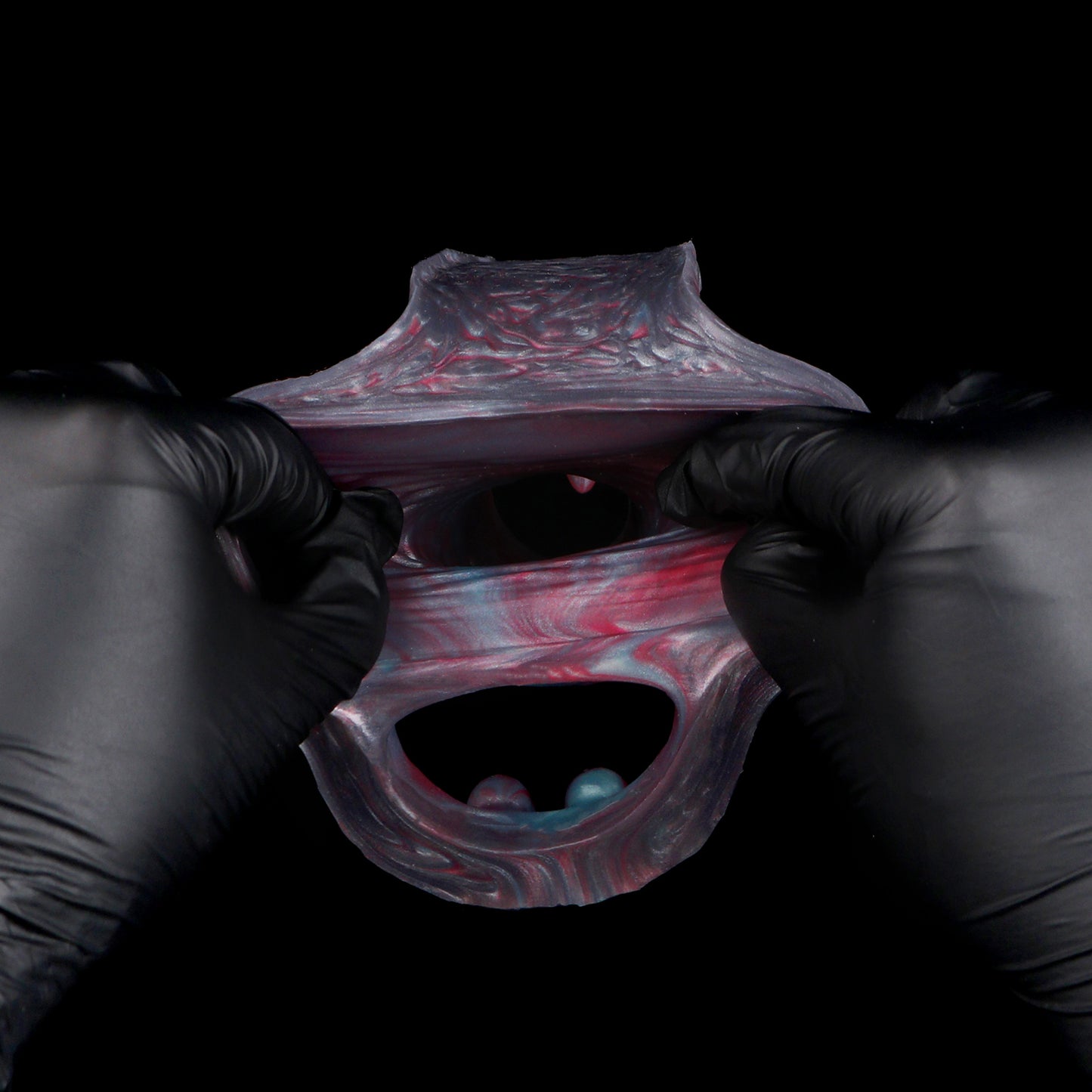 Mystisches Alien Penis Sleeve im Rot-Blau-Marmor-Design – Mit Verzögerungsring & genopptem Stimulator für Paare