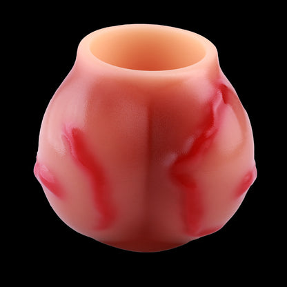 Plump Knot Fantasy Sleeve Platinum Silicone - Stretchable Glans Knot Ring mit Flammen-Venenstruktur und Spiralkanal-Eingang