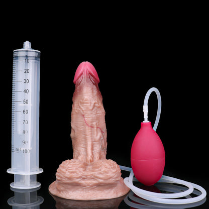 Realistichen Squirting Dildo mit Handpumpe – Ejaculating Pump Dildo aus Platin-Silikon mit Ejakulation