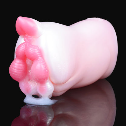 Textured Fantasy Pocket Pussy Platinum Silicone - Soft Masturbator with Labia Cluster and Heart-Shaped Clitoris