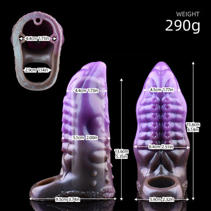 Alien Phallus Sheath in Galactic Aurora Design - Deep Space Violet Fantasy Penis Extender