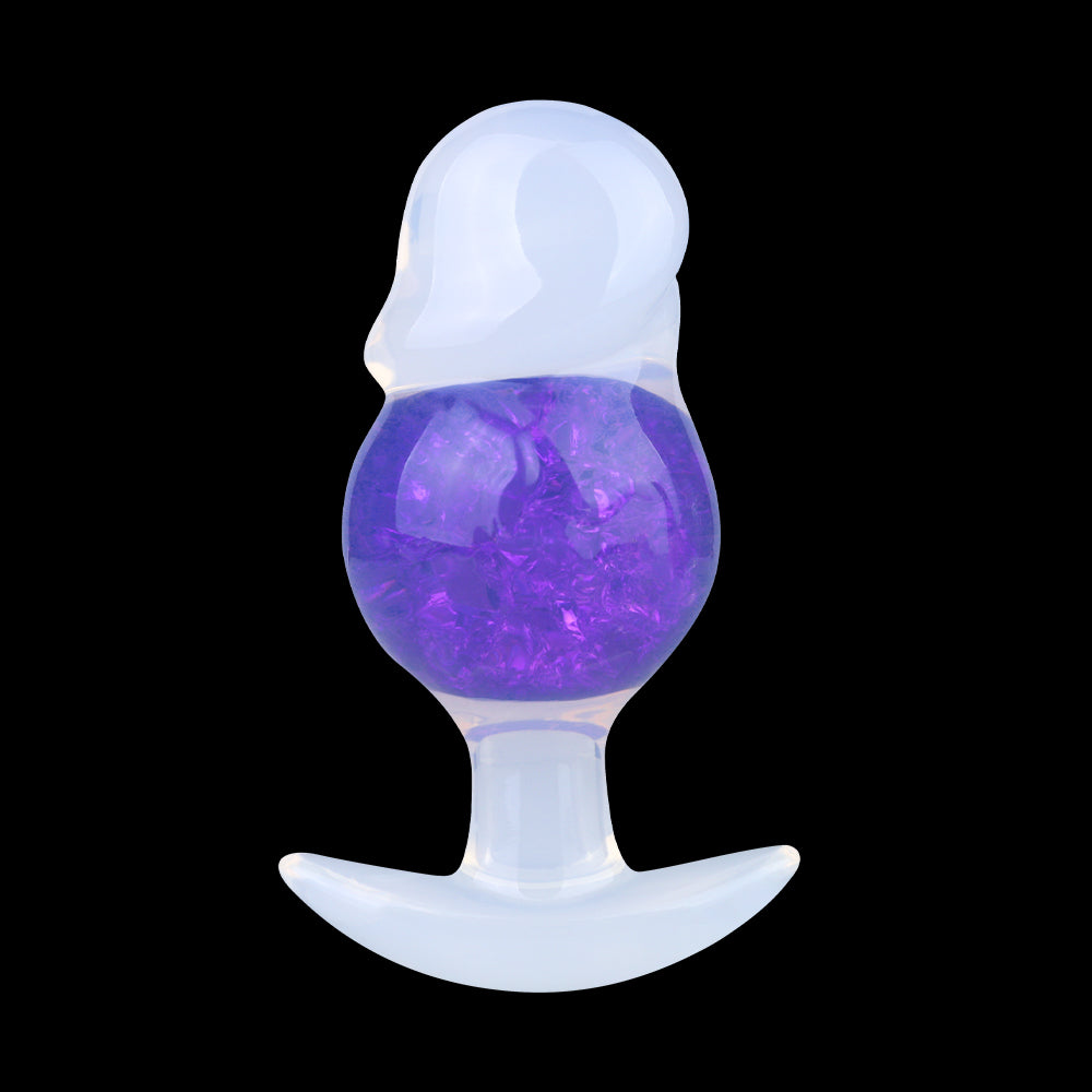 Crystal Strapon Butt Plug – Purple & Pink Pearlescent Fantasy Plug with Bio-Node & Ball Core