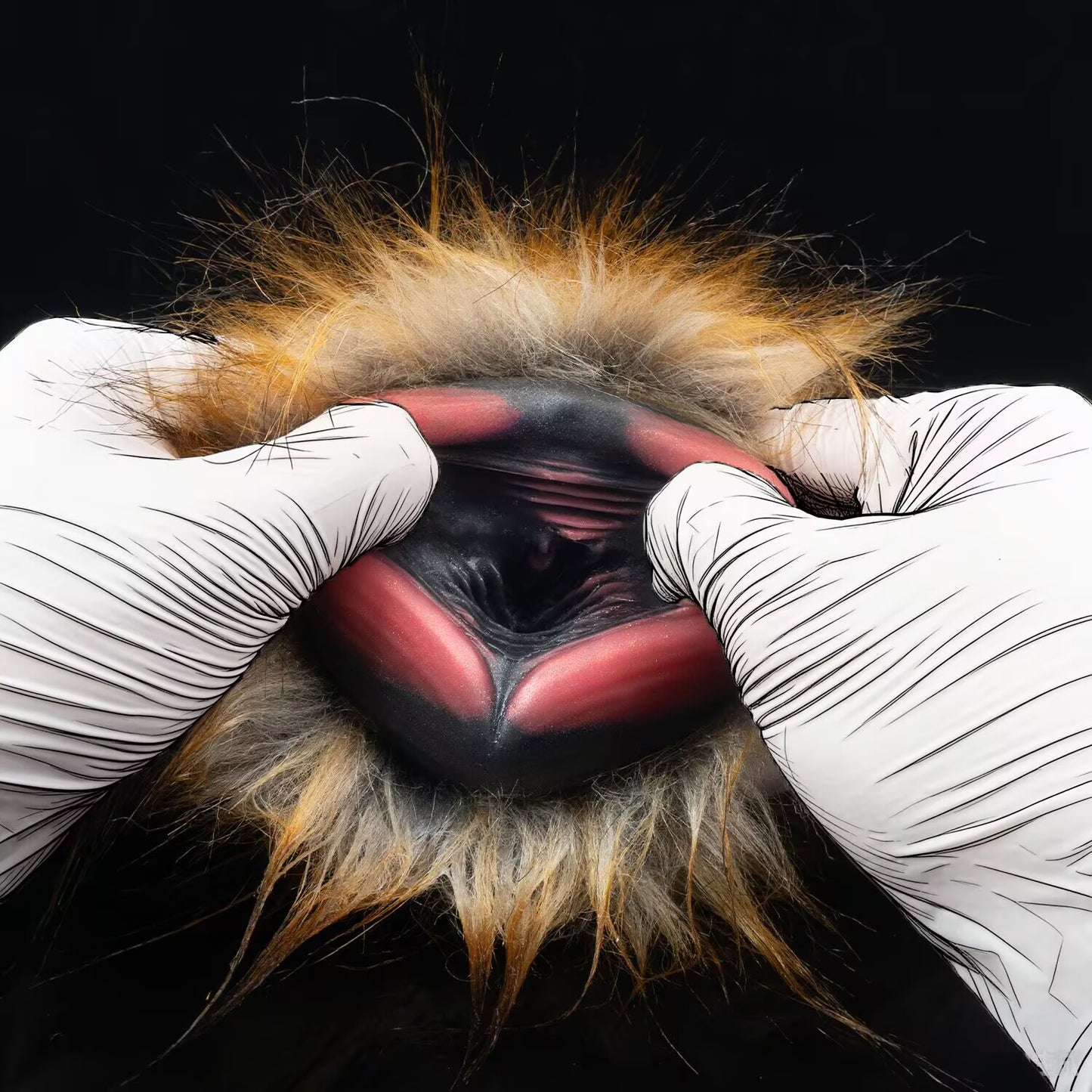 Wild Lioness Masturbator – Realistisches Löwen-Sextoy aus tiefschwarzem Platin-Silikon