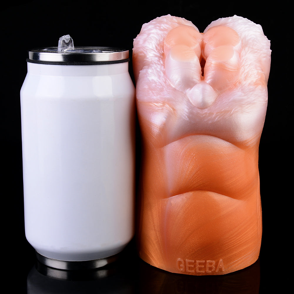 Waschbär-Vulva Pocket Pussy im Corgi-Orange mit Bauch-Fellstruktur & Vaginal-Anal-Doppelkanal – Corgi-Orange-Perlweiß, Dreiphasen-Kanal & Platin-Silikon