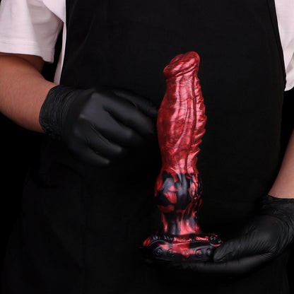 Equine Horse Dildo XL - Stallion Fantasy | Huge Scrotum Suction Cup Red-Black Platinum