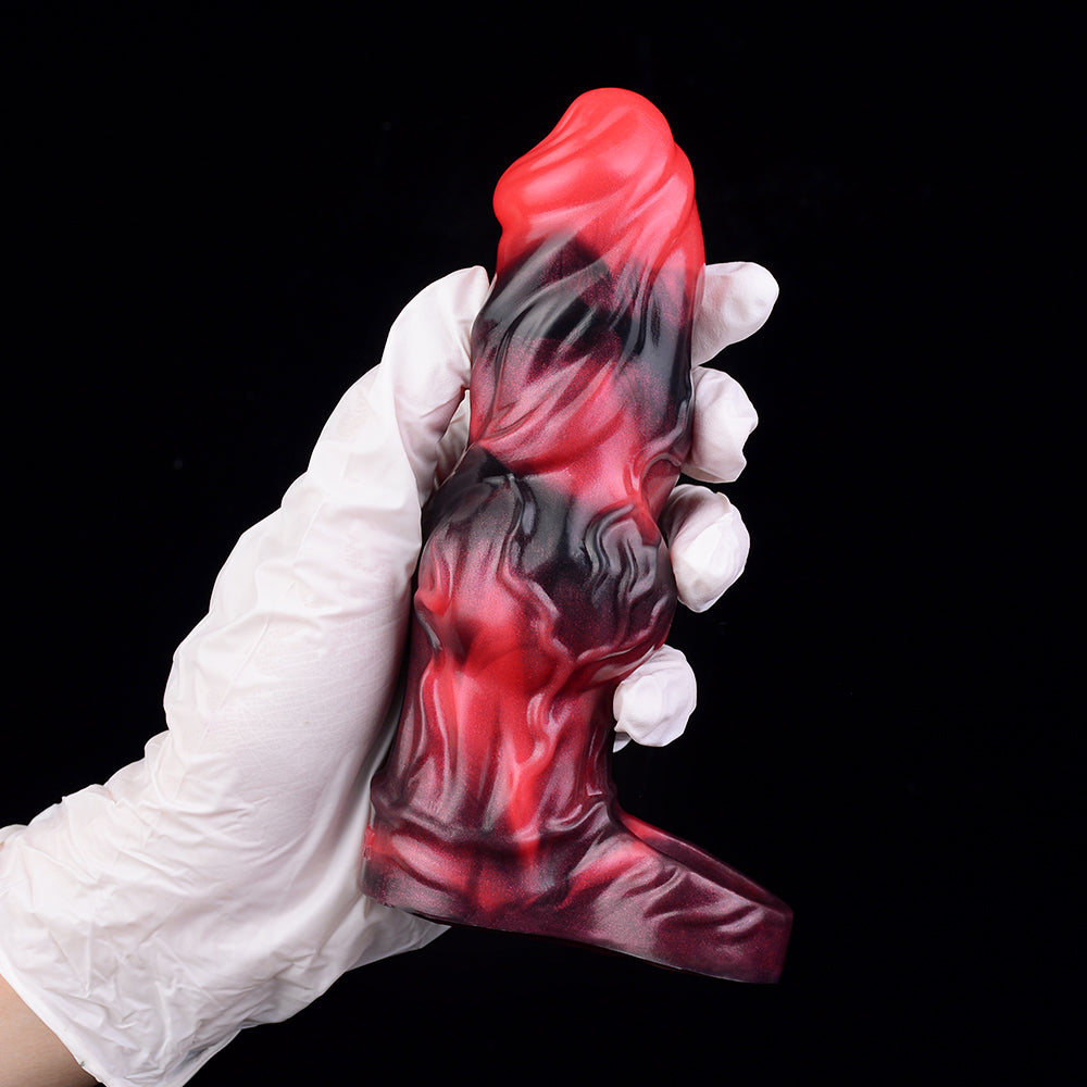 Open-Ended Penis Sleeve – Fetish Short Red-Black Platinum Silicone | SiliconeLust