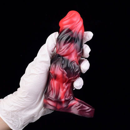 Open-Ended Penis Sleeve – Fetish Short Red-Black Platinum Silicone | SiliconeLust