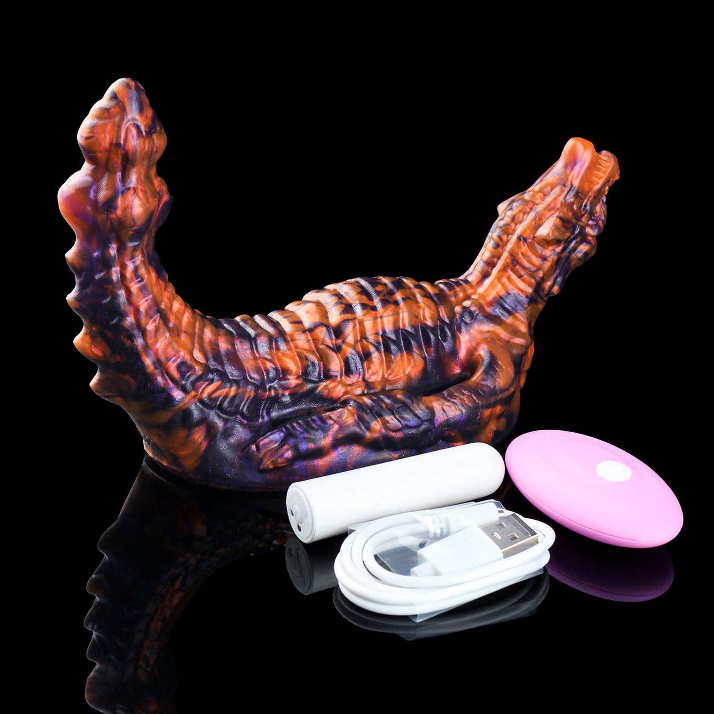 Mystischer Drachen Sex Grinder mit Vibrations-Loch – U-förmiges Strap-On Reitpad für Tribadie & freihändige Paar-Spiele