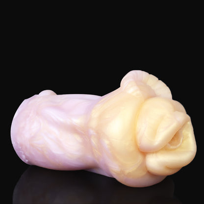 Widder Pocket Pussy mit Widderhörnern & Wolltextur – Cremeweiß-Rosarosa Perlmutt, Realistische Vulva & Platin-Silikon