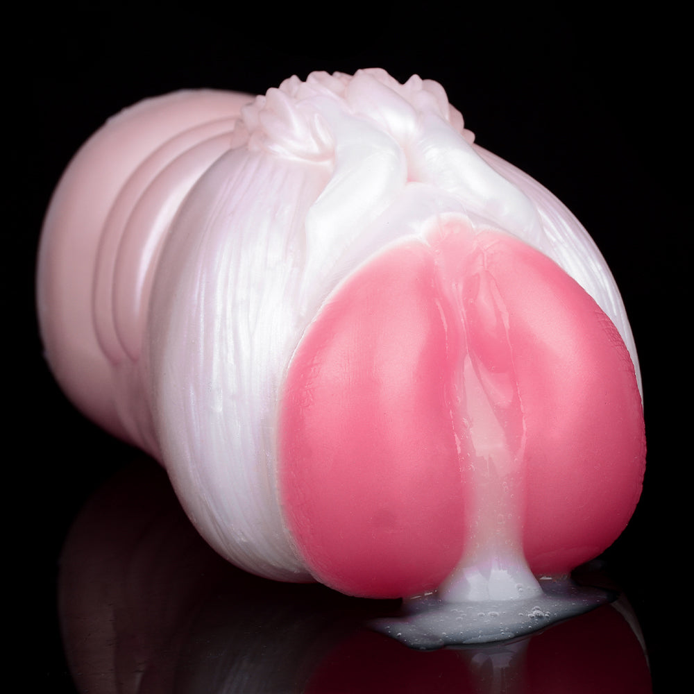 Realistic Silicone Pocket Pussy Platinum Silicone - Soft Masturbator with Labia Opening and Coral Structure Crown