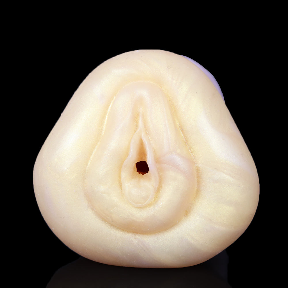 Stute Pocket Pussy mit Mähnenstruktur & Realistischer Vulva – Cremgelb-Rosarosa Perlmutt, Asymmetrischer Kanal & Platin-Silikon