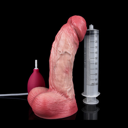 Covered Glans Dildo Realistic & Soft – Premium Silicone Dildo with Partially Covered Foreskin and Ejaculation System