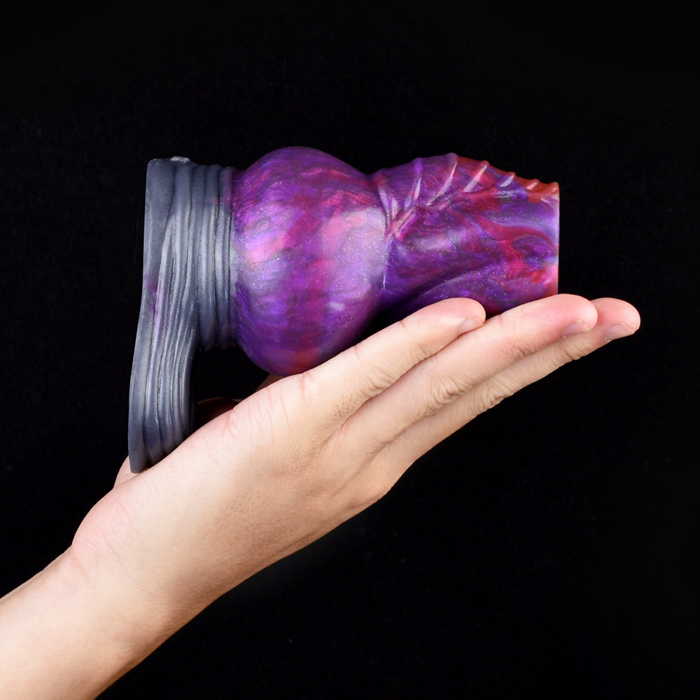 Fantasy Extender Violet-Phantom - Double Ball, V-Scaled Crown & Fork Ring | Platinum Silicone | SiliconeLust