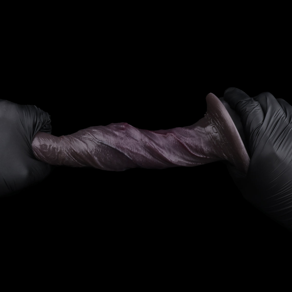 BBC Dildo Grape Purple – Symmetrical hemispherical head with radial texture, dominant frontal vein, natural upward curve, two testicles & wide oval suction cup made of dual-layer platinum silicone