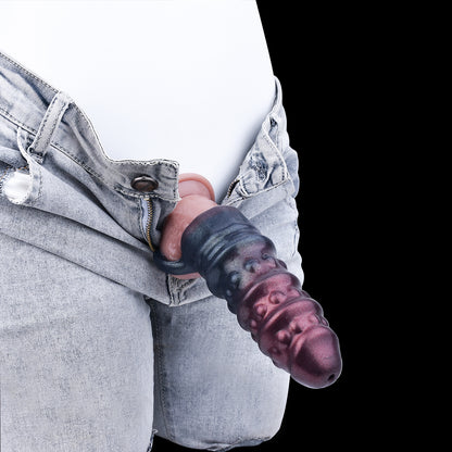 Penishtuelle Wellenstruktur Violett-Blau – Kugelnoppen, Penis Extender & Verzögerungsring