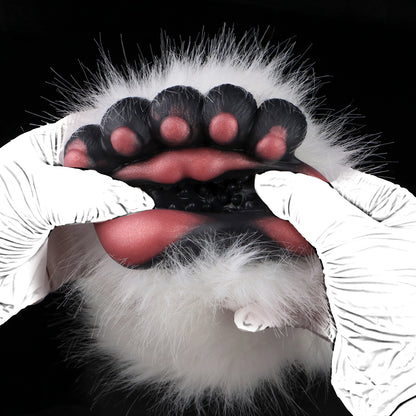 Pocket Pussy Tierpfote – Schwarz-Weiß, Rote Ballen & Abnehmbarer Plüsch