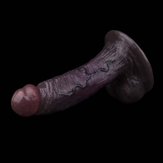 BBC Dildo Violett-Schwarz – Pilzkopf-Eichel, breite Eichelkrone, massive Doppelhoden, parallele Hauptvenen & kurvenreicher Schaft aus Doppelschicht-Platin-Silikon