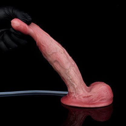 Realistic Doppel-Silikon Squirting Dildo – Huge Balls Hanging Scrotum | SilikonLust Fetish