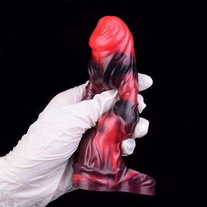 Open-Ended Penis Sleeve – Fetish Short Red-Black Platinum Silicone | SiliconeLust