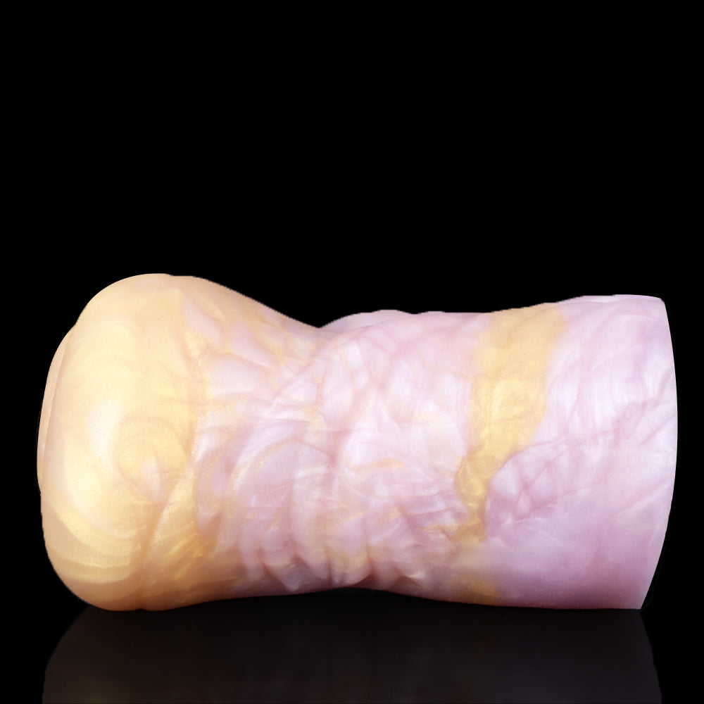 Stute Pocket Pussy mit Mähnenstruktur & Realistischer Vulva – Cremgelb-Rosarosa Perlmutt, Asymmetrischer Kanal & Platin-Silikon