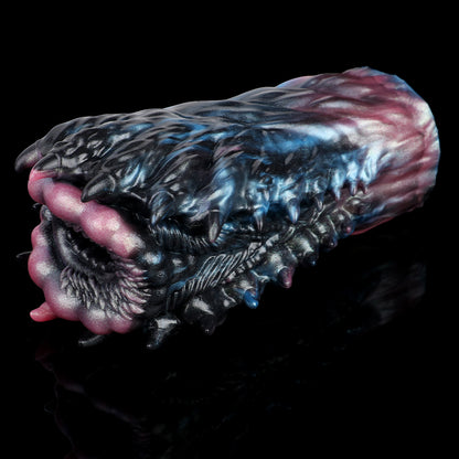 Tight Pocket Pussy Platinum Silicone - Monster Fantasy Stroker with Spiral Entrance and Pearlescent Tri-Coloring