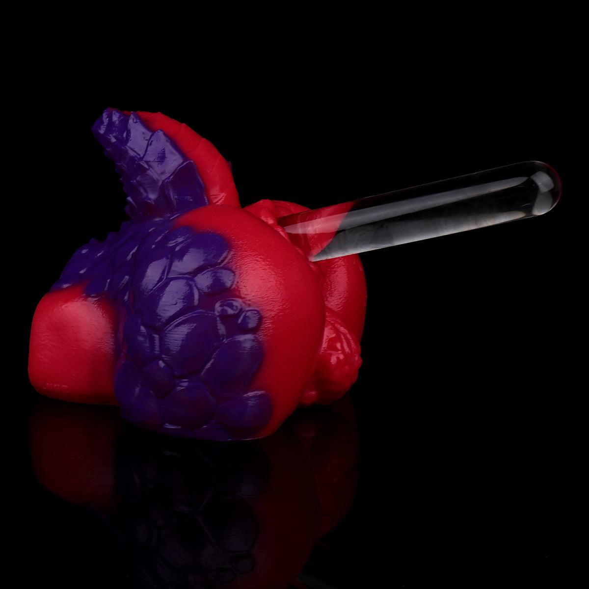 Drachenmädchen Pocket Pussy – Doppelkanal Vaginal & Anal, Karminrot-Violett Drachenschuppen-Design aus Platin-Silikon