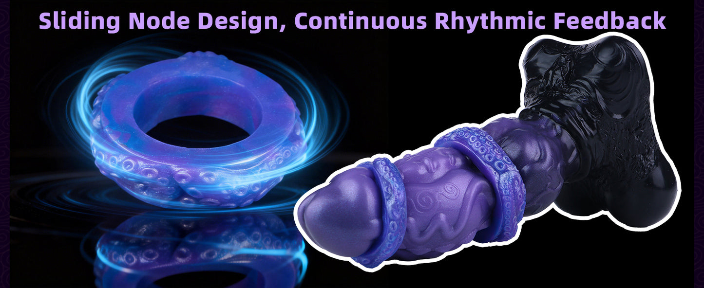 Ätherischer Amethyst Penisring aus Platin-Silikon – Cock Ring mit Tentakel-Textur für sensorische Steigerung der Potenz