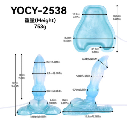 Squirting Dildo Eisblau – Spiralschaft, Kugelcluster & Drei Spritz-Modi aus Platin-Silikon