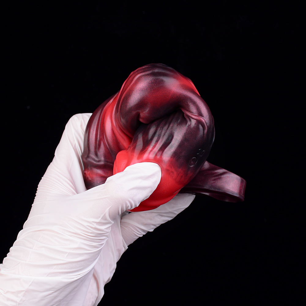 Open-Ended Penis Sleeve – Fetish Short Red-Black Platinum Silicone | SiliconeLust