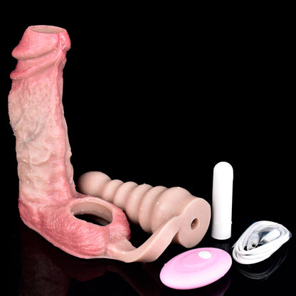 Penis Sleeve mit Butt Plug – Hautfarbenes 2-in-1 Design mit realistischer Struktur und intensiver Stimulation