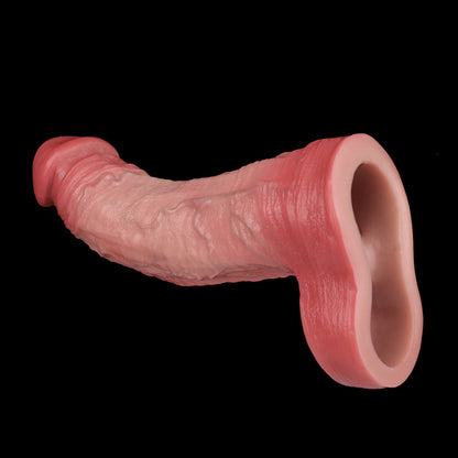 Vibrating Silicone Penis Sleeve - Wearable Vibrating Sleeve Crystal Vibrator L-Base Dark Pink Progressive Widening