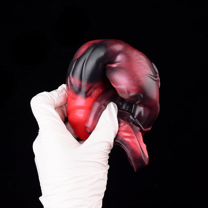 Penis sleeve with scrotum design – double ring system & smoked glass silicone