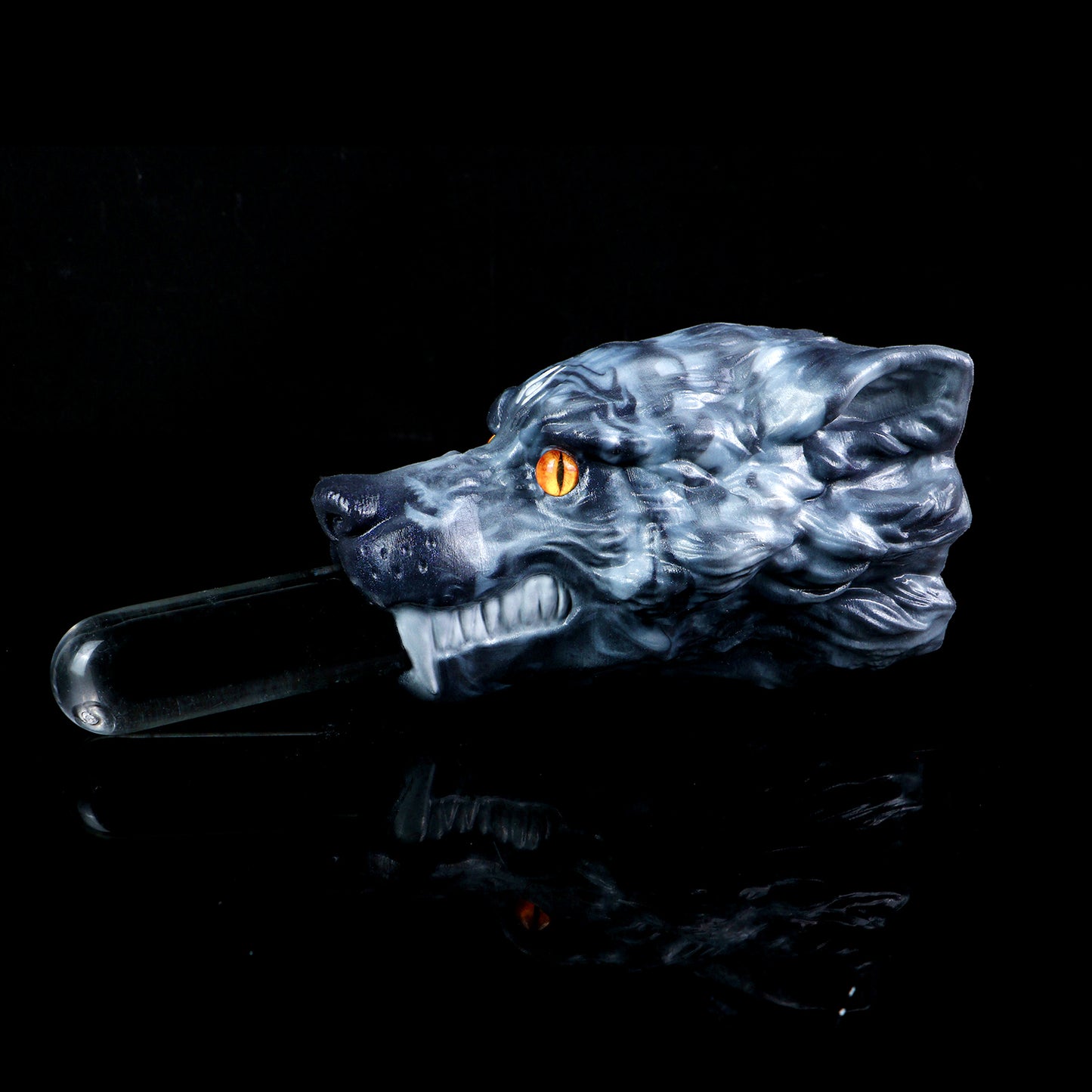 Wolf Sexpuppe Schieferblau – Platin-Silikon, Einzelkanal-Textur & Bernstein-Augen