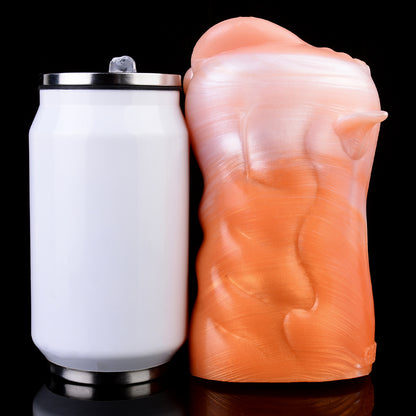 Fuchs-Vulva Pocket Pussy im Corgi-Orange mit Basis-Ohren, Rautenalöffnung & Vaginal-Anal-Doppelkanal – Pfirsich-Corgi-Orange, Wellennoppen-Kanal & Platin-Silikon