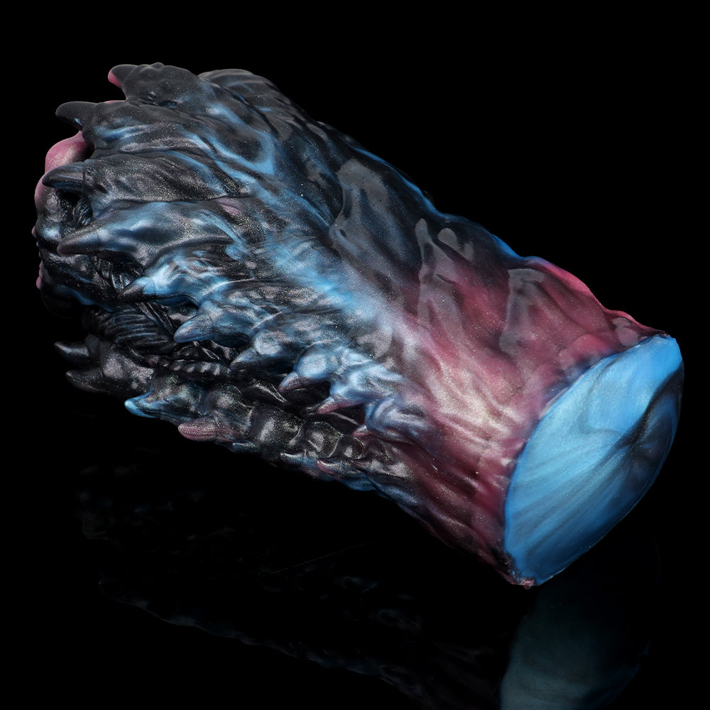 Tight Pocket Pussy Platinum Silicone - Monster Fantasy Stroker with Spiral Entrance and Pearlescent Tri-Coloring