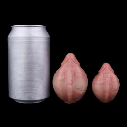Realistischer Butt Plug in Penisform – Hodenhaut-Textur, Venenrelief & Abnehmbare Stahlkette aus Platin-Silikon (S/L)