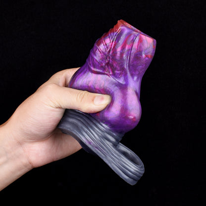 Fantasy Extender Violet-Phantom - Double Ball, V-Scaled Crown & Fork Ring | Platinum Silicone | SiliconeLust