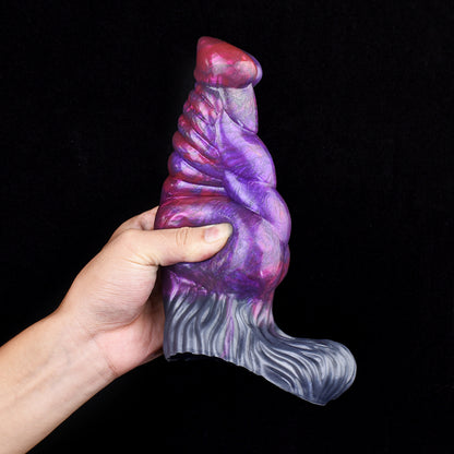 Penis Sleeve with Spiral Ribbed Structure & Vacuum Seal Zone – Biomechanical Phallus Sheath in Nebula Violet