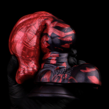 Canine Fantasy Dildo | Platinum Silicone Dog Anatomy Dildo mit Bulbus-Glandis-Expansionsknoten, Doppel-Anker-Sackkörper & Lava-Zweifarbguss – NNSX