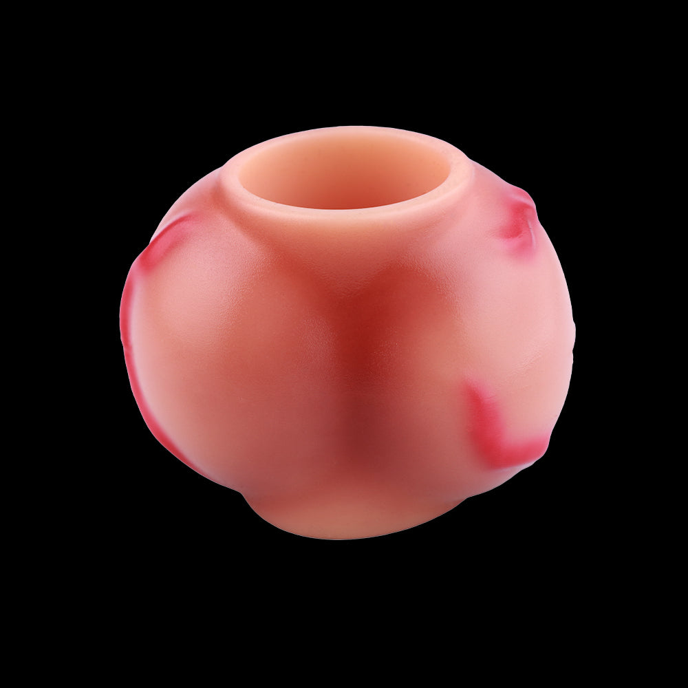 Ring L Platinum Silicone - Plump Fantasy Glans Sleeve mit Breiter Marmor-Venenstruktur und Flacher Kugelform