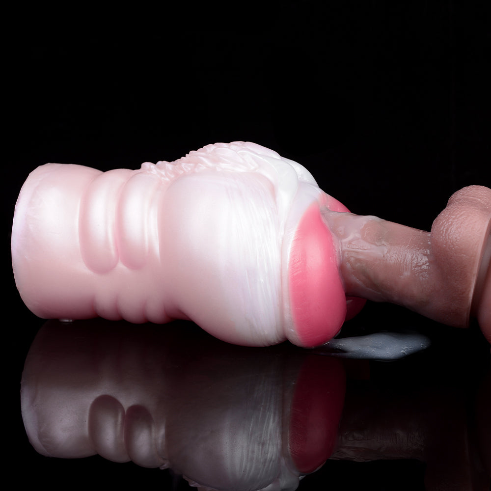 Realistic Silicone Pocket Pussy Platinum Silicone - Soft Masturbator with Labia Opening and Coral Structure Crown