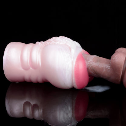 Realistic Silicone Pocket Pussy Platinum Silicone - Soft Masturbator with Labia Opening and Coral Structure Crown