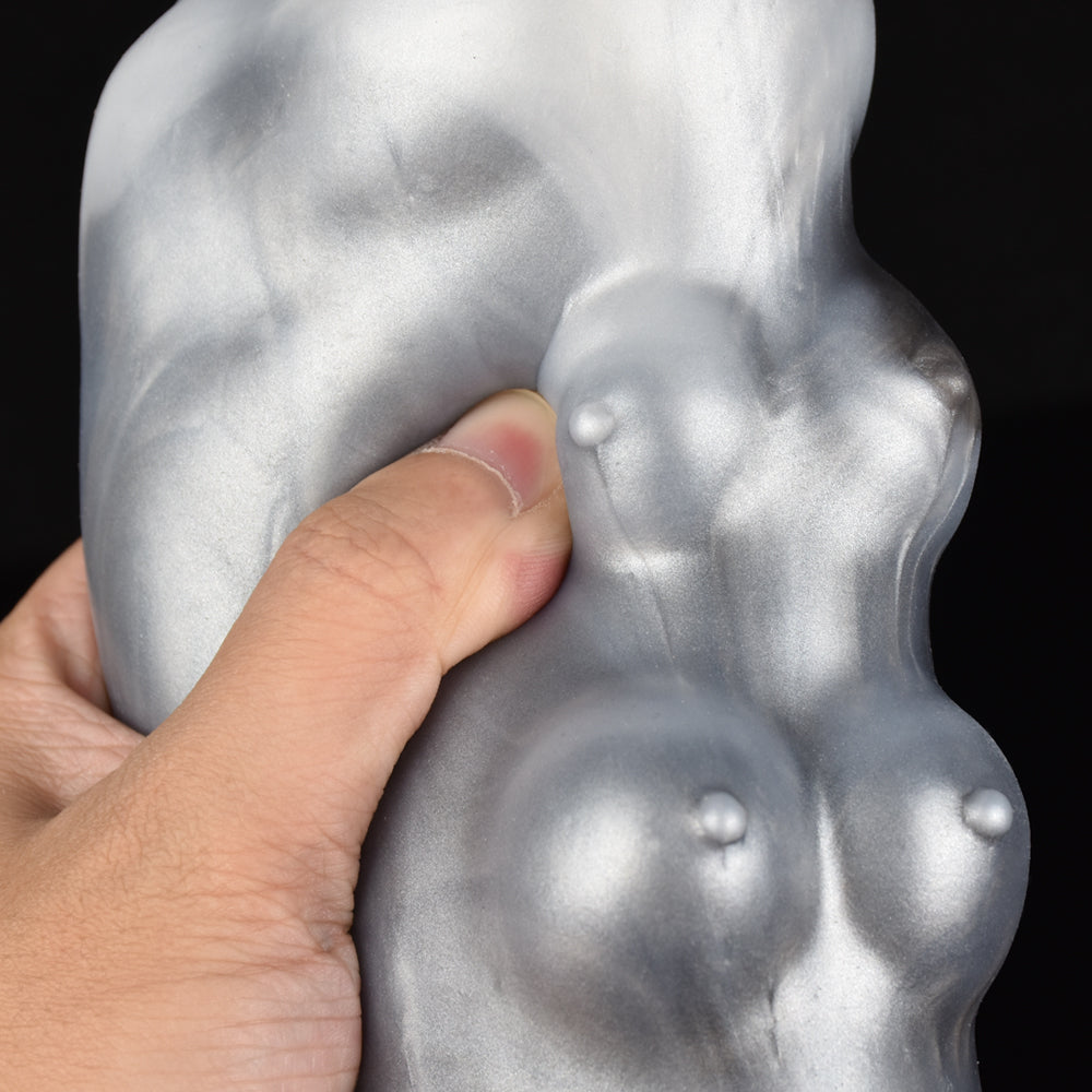 Cow Biomimicry Pocket Pussy with Dual Channel – Bovine Fantasy Pocket Pussy in Pearlescent Silver