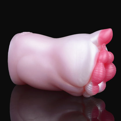 Textured Fantasy Pocket Pussy Platinum Silicone - Soft Masturbator with Labia Cluster and Heart-Shaped Clitoris