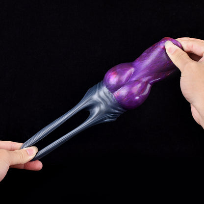 Fantasy Extender Violet-Phantom - Double Ball, V-Scaled Crown & Fork Ring | Platinum Silicone | SiliconeLust