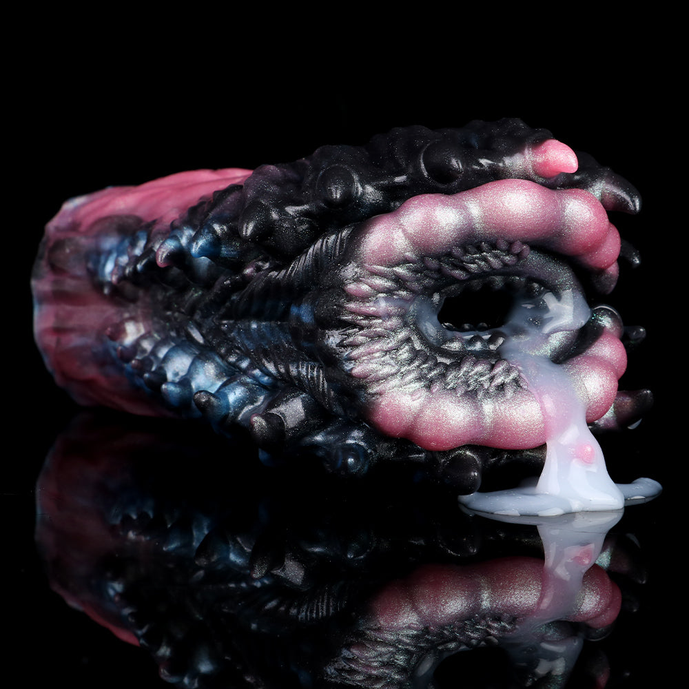 Tight Pocket Pussy Platinum Silicone - Monster Fantasy Stroker with Spiral Entrance and Pearlescent Tri-Coloring