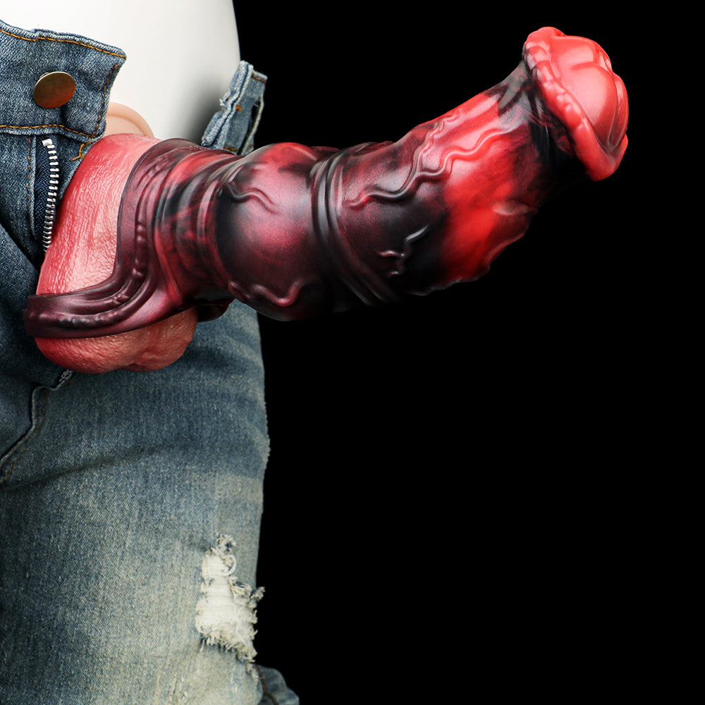 Penis Sleeve 20cm – Ball Knot Fetish Sleeve Ruby Red M/L/XL | SilikonLust