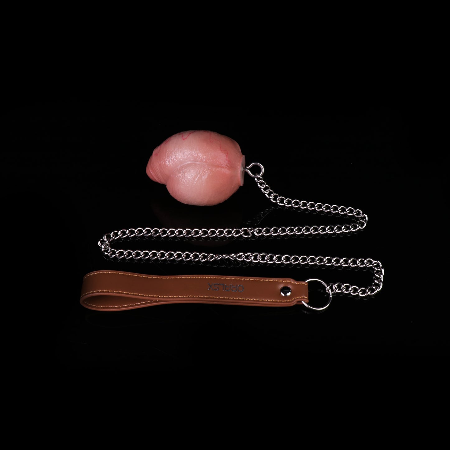 Realistischer Butt Plug im Hautton – Anatomischer Kugel-Analplug mit Hoden, Edelstahlkette & Lederband für Anfänger und BDSM-Spiele